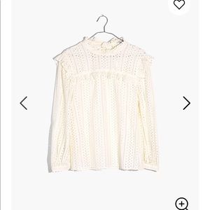 Madewell Eyelet Ruffle Top in Ivory